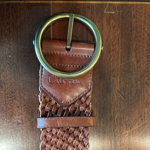 Vintage 1980’s size S Cole Haan braided leather with brass buckle women’s belt
